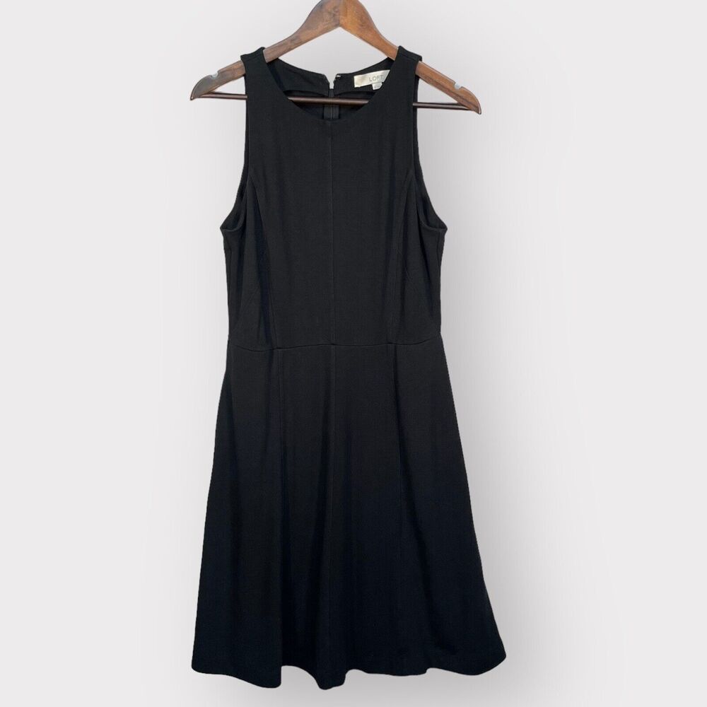 LOFT Fit & Flare Dress Women 8 Black Sleeveless‎ Back Zip Closure O83